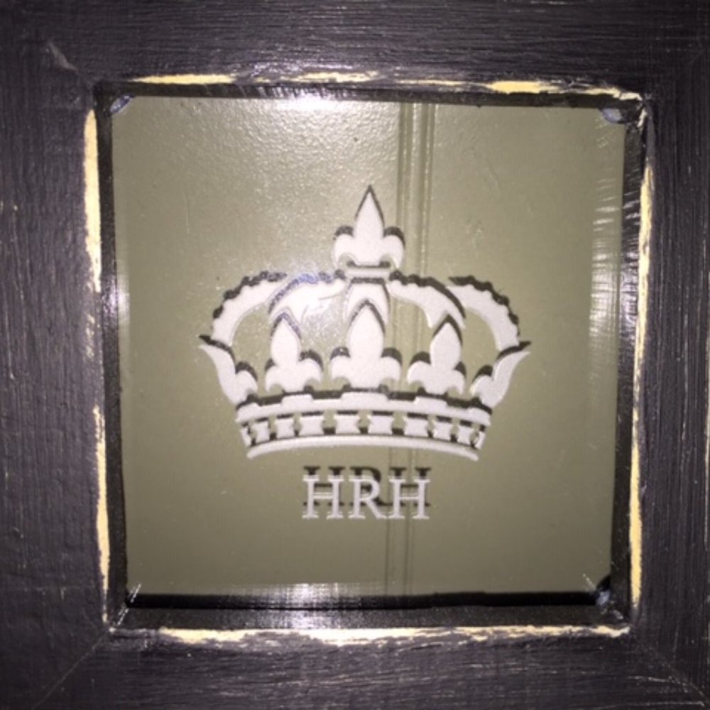 HRH Etched Glass and Wood Frame Artwork - Picture 2 of 3